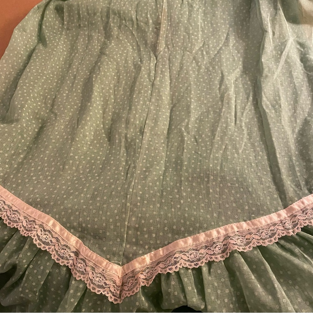 Vintage Wild Honey 70s semi sheer green polka ruffle cottagecore prairie dress - Picture 11 of 16
